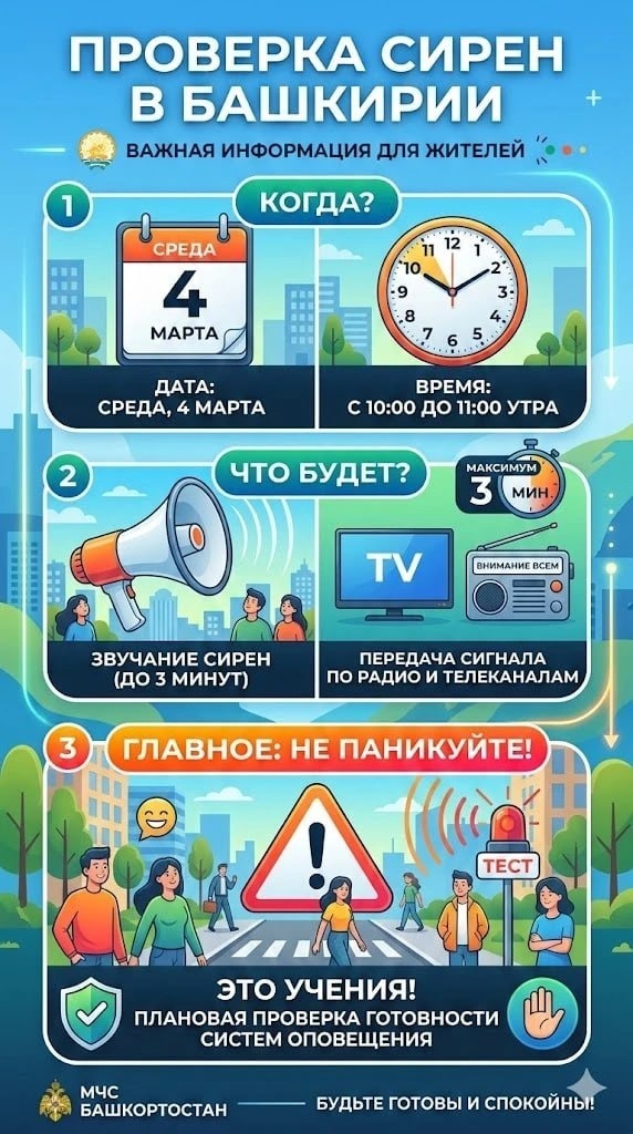 Не паниковать!В Башкирии запланирована проверка  системы оповещения населения